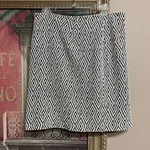 Emaline Black and White Geometric Pattern Skirt